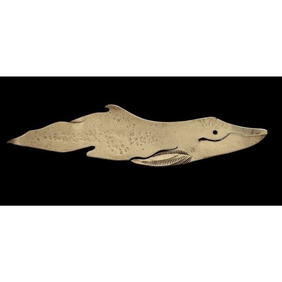 HANDMADE ENGRAVED WHALE Sterling Silver brooch Pin 3.25” Long Vintage Jewelry - Picture 1 of 7